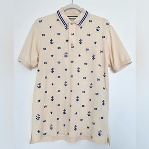 Gucci Cream and Blue Anchor Polo Shirt